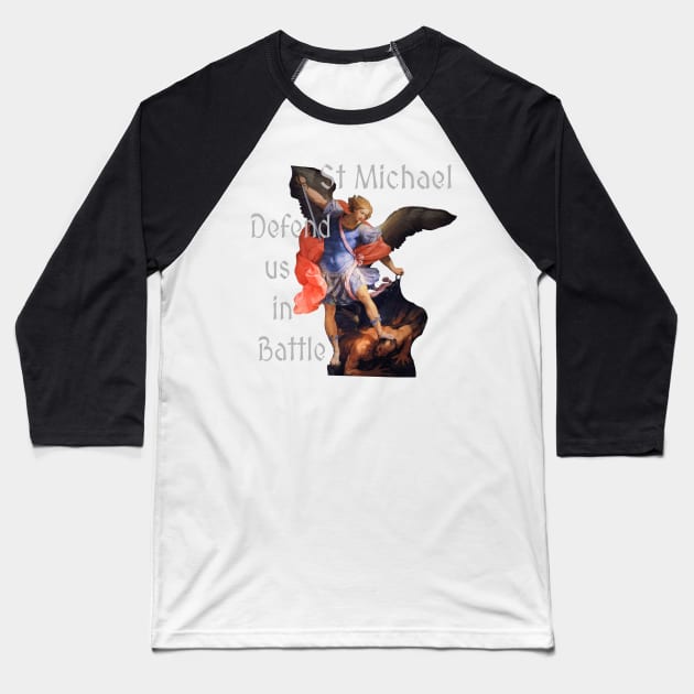 St Michael Archangel Angel Catholic Saint Devotion Baseball T-Shirt by hispanicworld